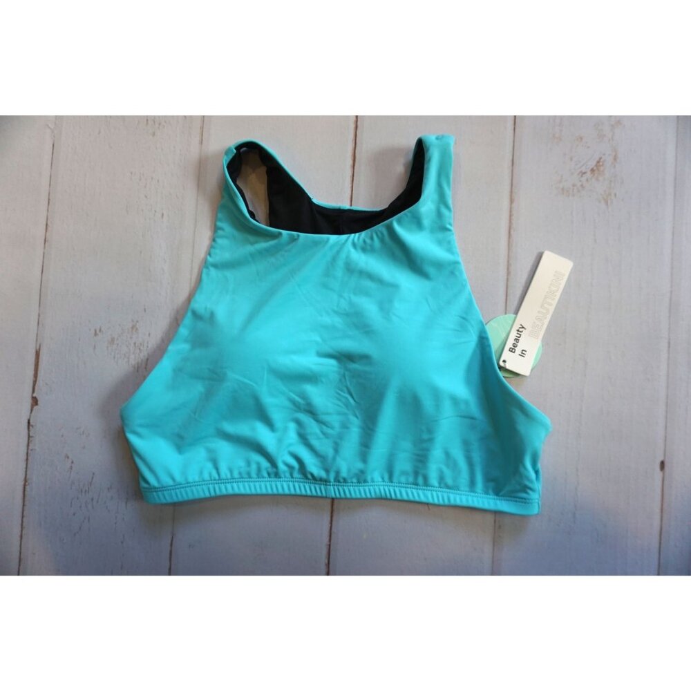 Beautikini Womens Swimwear Top Turquoise & Black - Size S, NWT